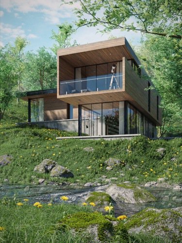 Riverside House in Blender Cycles • 3D Architect
