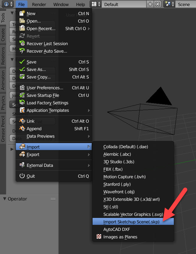 halv otte Alligevel satellit How to import SketchUp files to Blender 2.8? • Blender 3D Architect