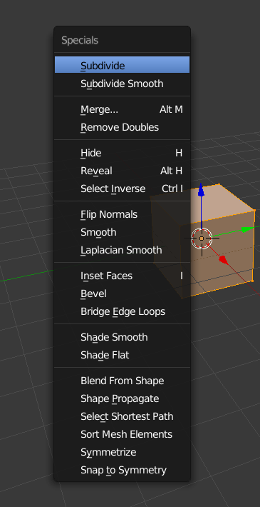 Blender Where is the Specials Menu? • Blender 3D Architect