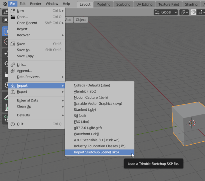 Mitt bright major SketchUp importer for Blender 2.82a released • Blender 3D Architect