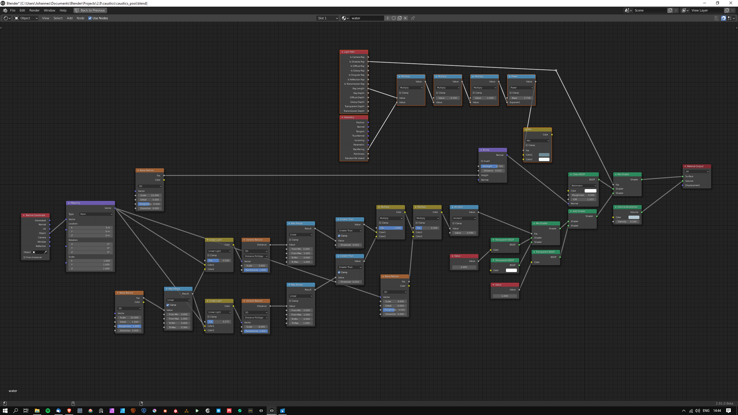 Advanced water shader for architecture with ECycles